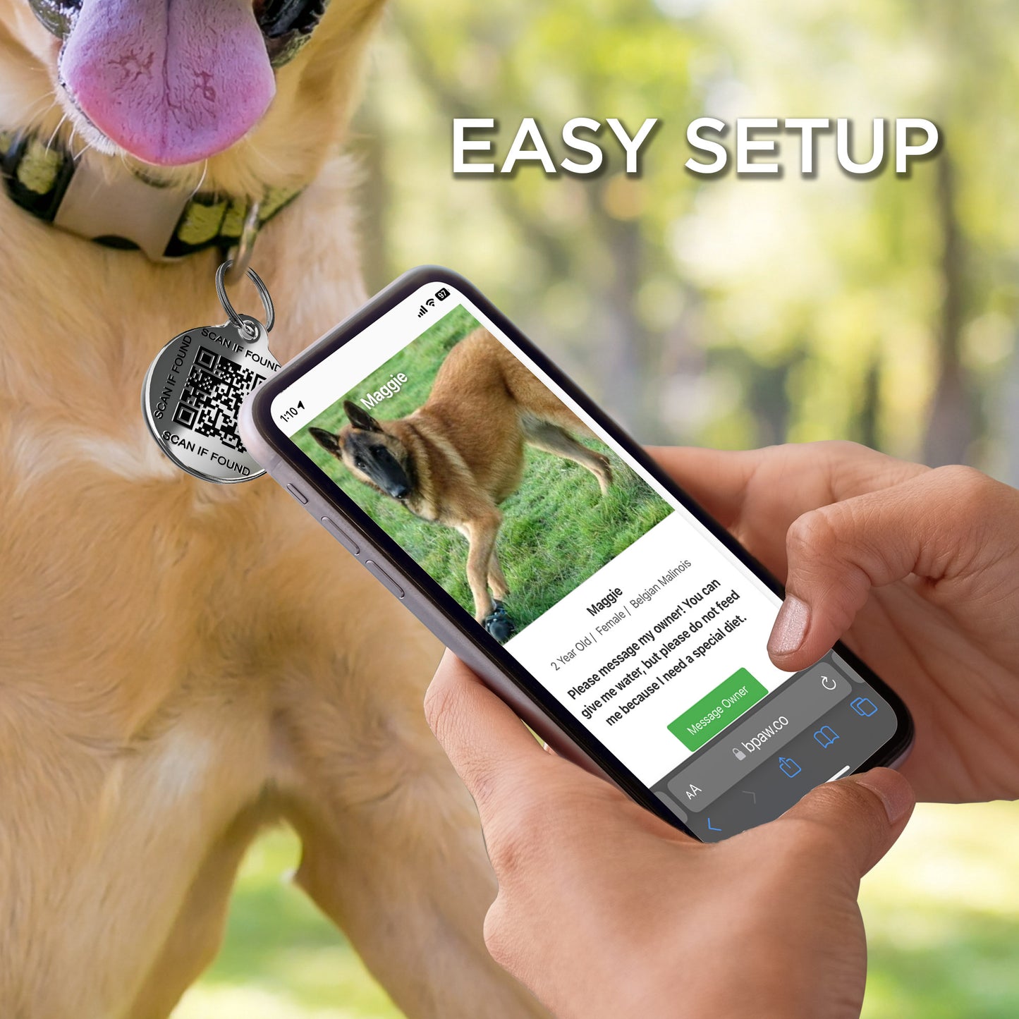 QR Pet Tag - Instant Scan Alerts with Location