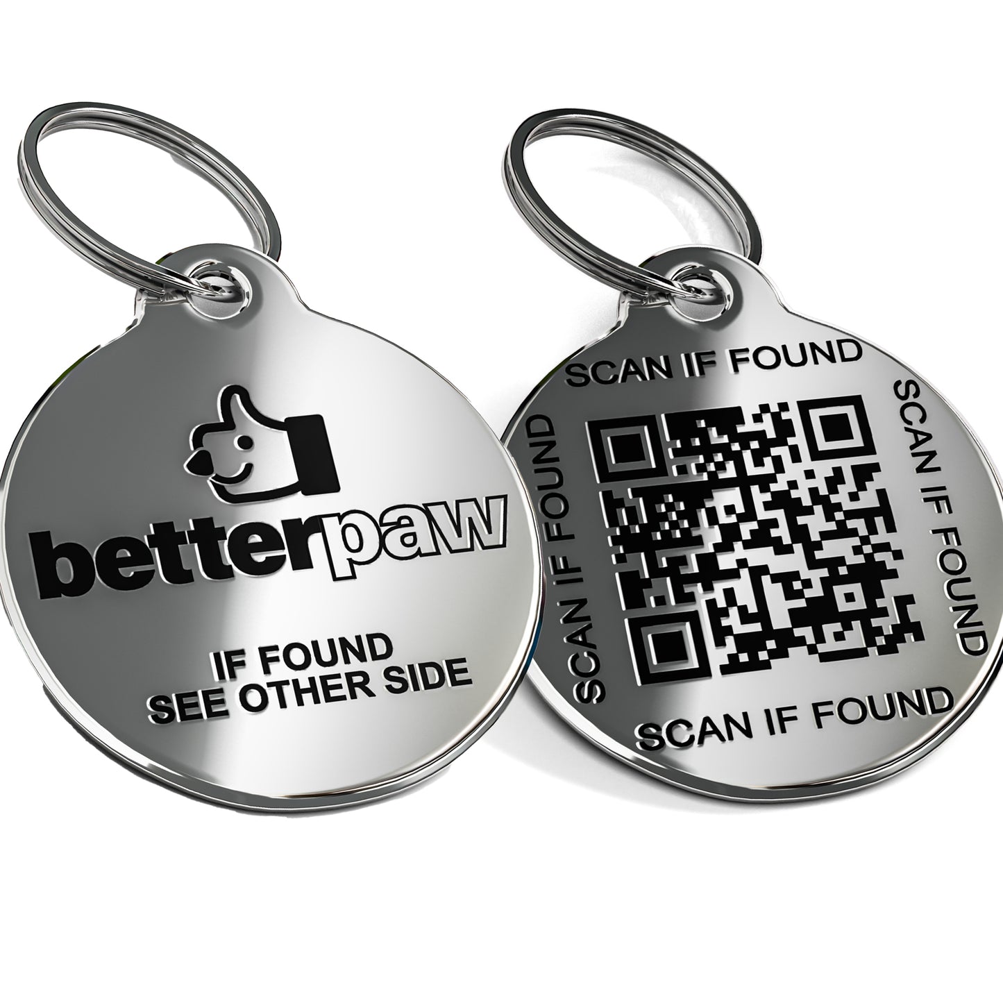 QR Pet Tag - 30mm Circle - Polished Steel